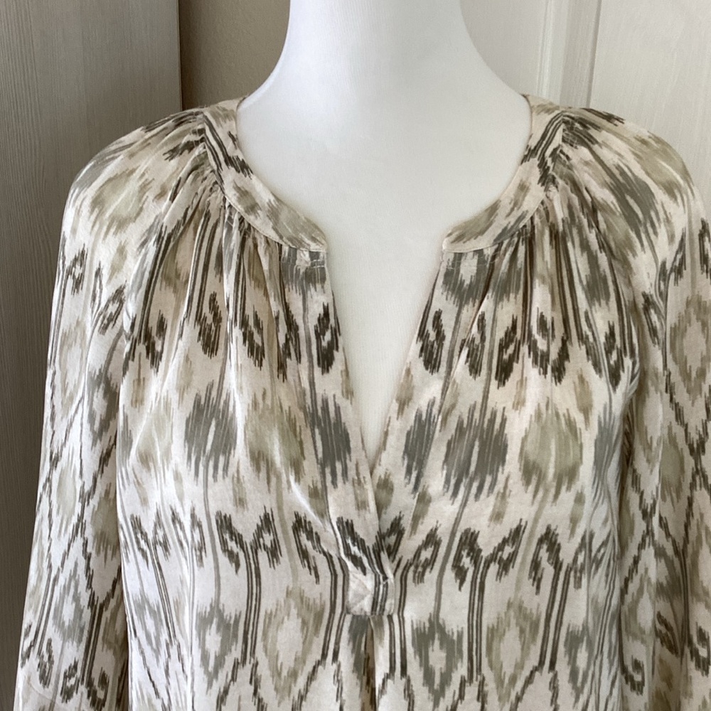 Joie Cream tan olive Bohemian Tunic Top Sz Xs